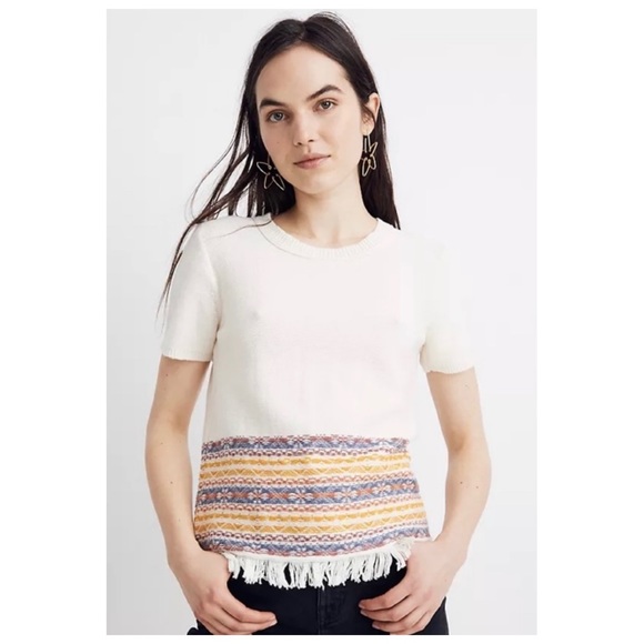 Madewell - Fringed Jacquard Sweater Tee - Picture 1 of 13